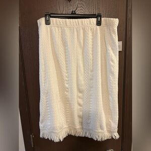 Cupio Cream Knit Midi Skirt with Fringe Hem XL